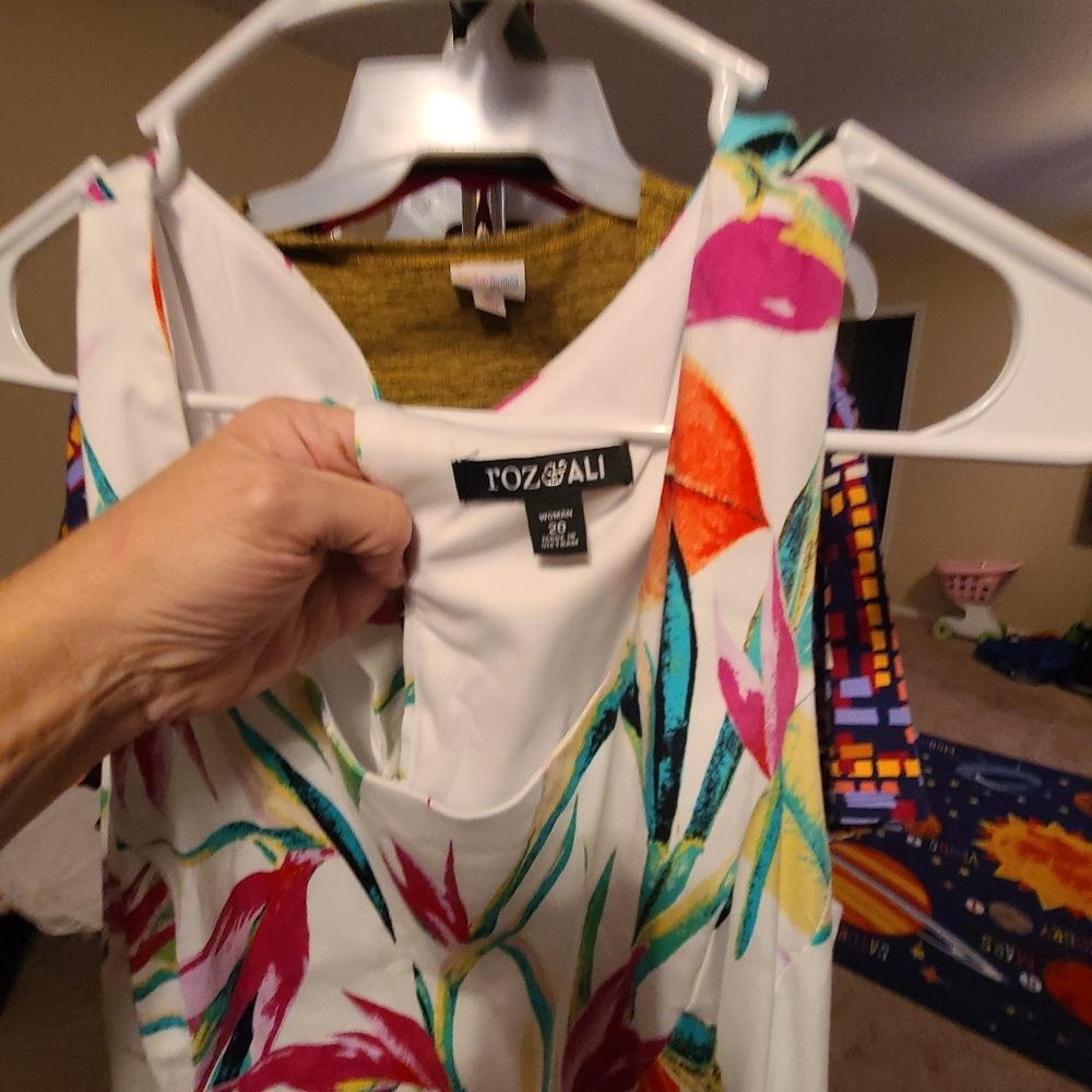 Roz & Ali Women's Vibrant Floral Dress - White and Pink